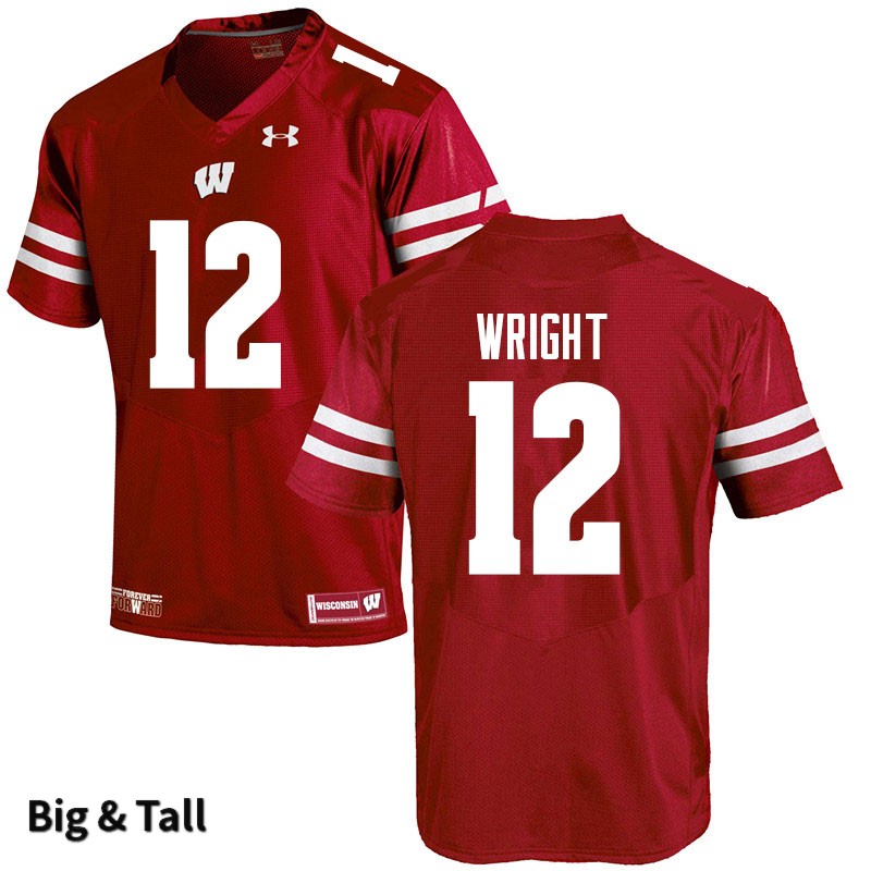 Wisconsin Badgers Men's #12 Daniel Wright NCAA Under Armour Authentic Red Big & Tall College Stitched Football Jersey YO40A00EP